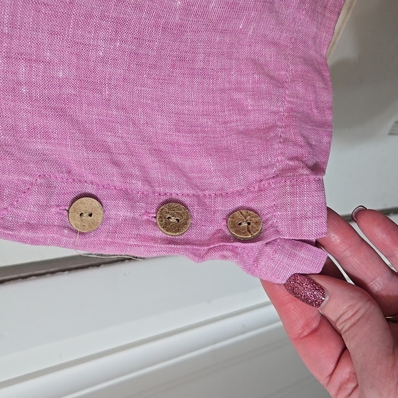 Cynthia Rowley 100% Linen Pink Button Sides Casual Top Medium Good Condition!! - Picture 3 of 6